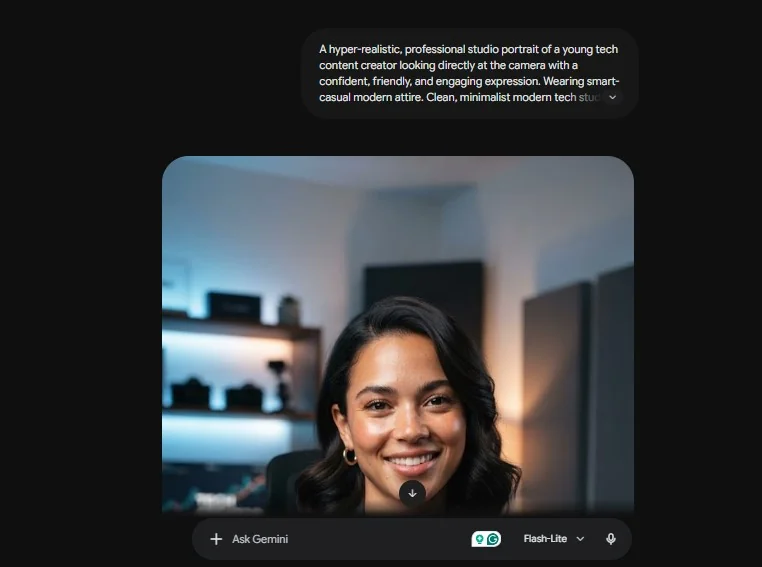Screenshot of a portrait image generated with Gemini from a text prompt